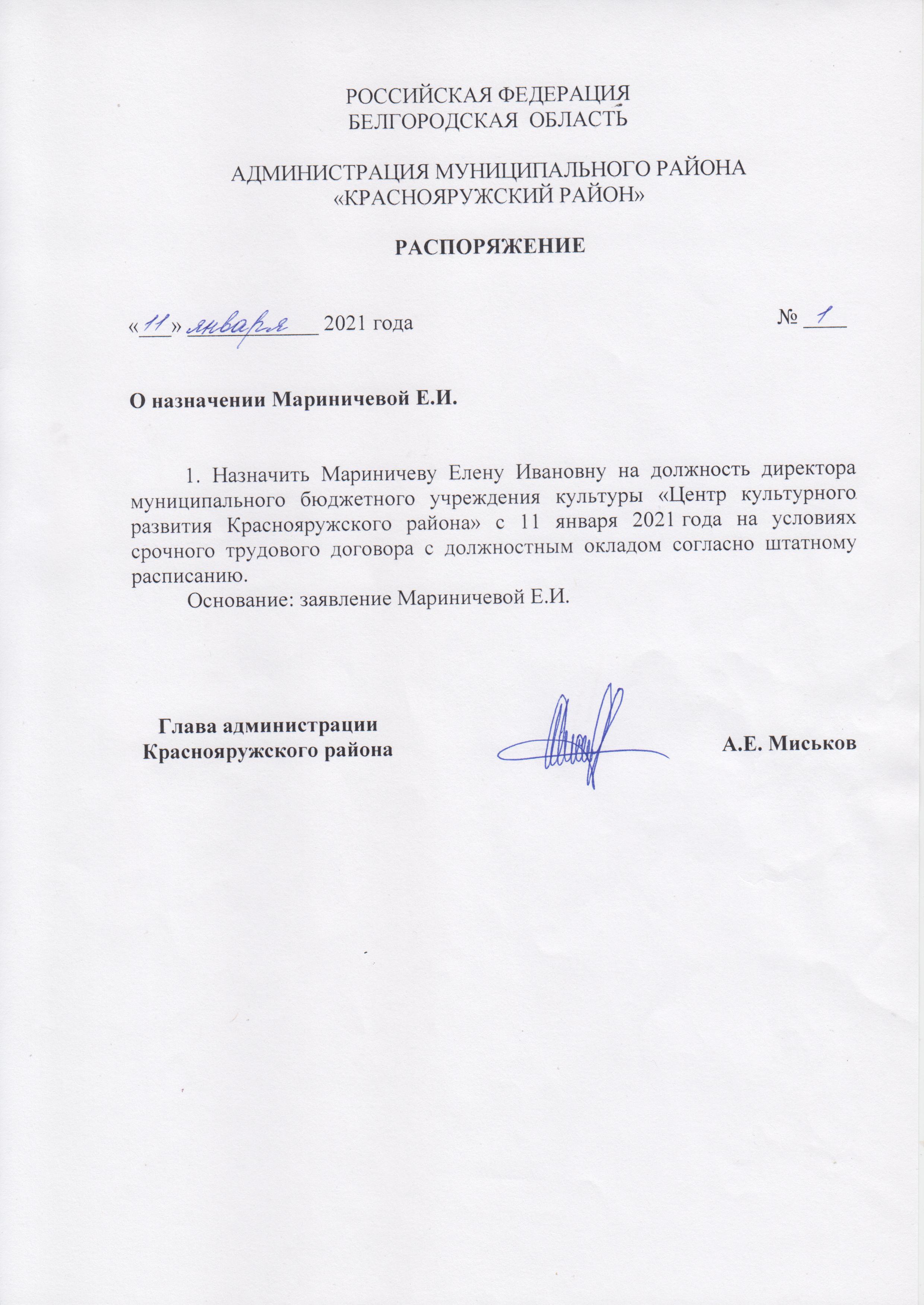 Решение о назначении директора